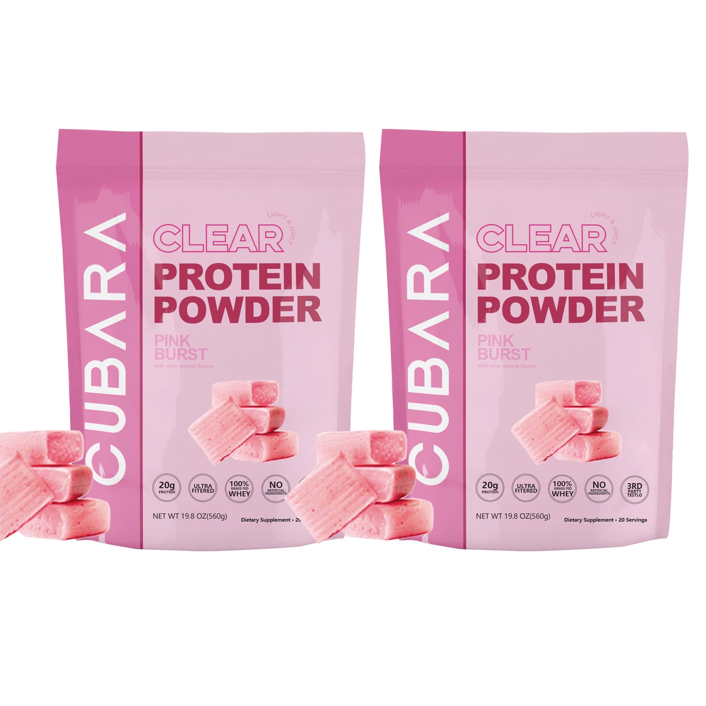 Clear Protein Powder, Pink Burst, Grass-Fed Whey, 20g Protein