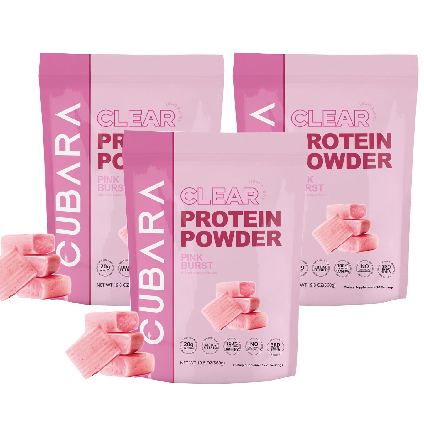 Clear Protein Powder, Pink Burst, Grass-Fed Whey, 20g Protein