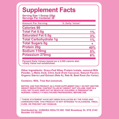 Clear Protein Powder, Pink Burst, Grass-Fed Whey, 20g Protein